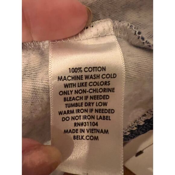 Kim Rogers Navy White Geometric Print Top 1X 100% Cotton Short Sleeve - Picture 5 of 8